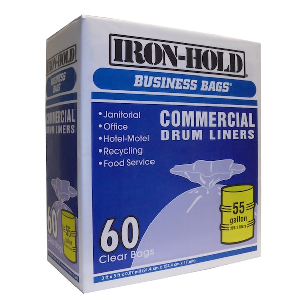 Business Bags Iron-Hold 55 gal No Scent Scent Drum Liners Twist Tie 60 pk 0.67 mil 618644 - main